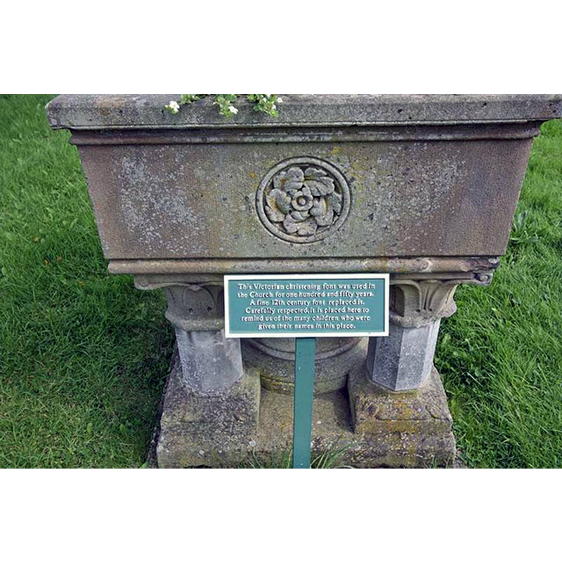 Source caption: "St Mary's Church, Kirkby Lonsdale, Cumbria - Churchyard. Redundant font"