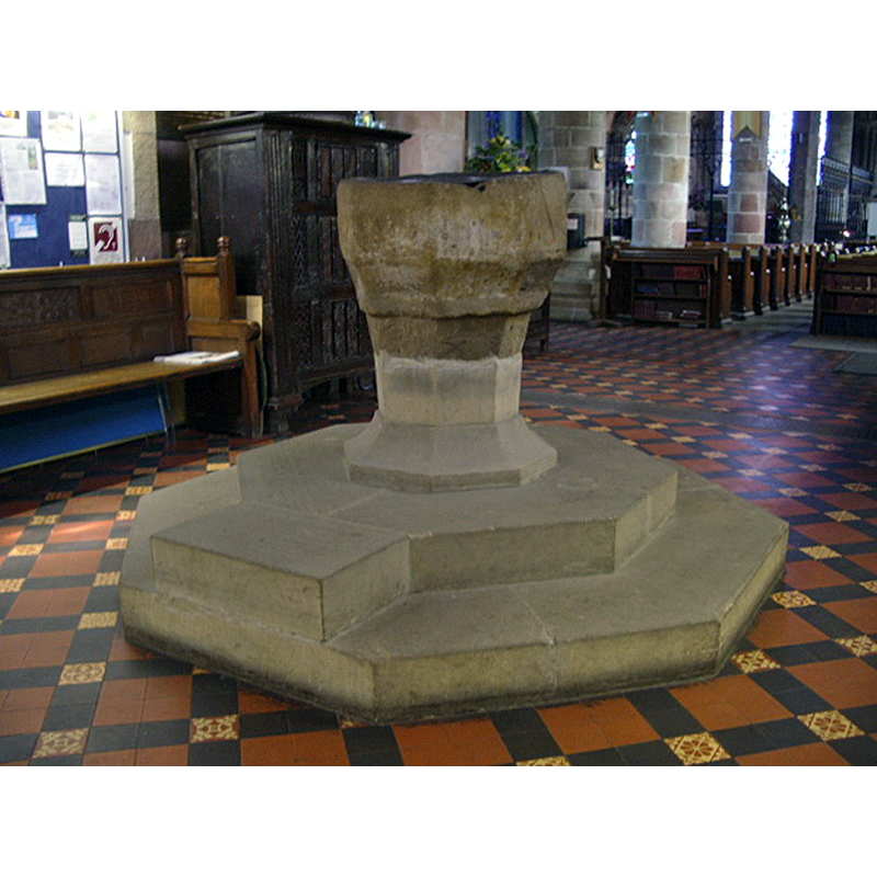 the restored late-medieval font originally from Killington chapel