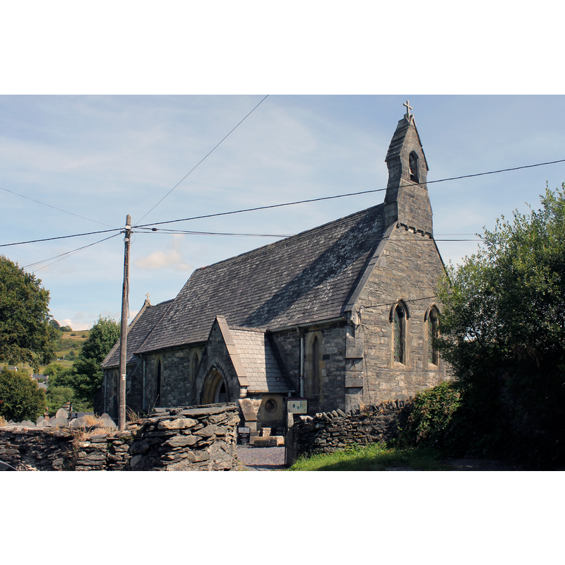 Source caption: "Eglwys Sant Tudclud [...] Parish Church of St Tudclud, Penmachno [...] The church was built following demolition of old church c1857."