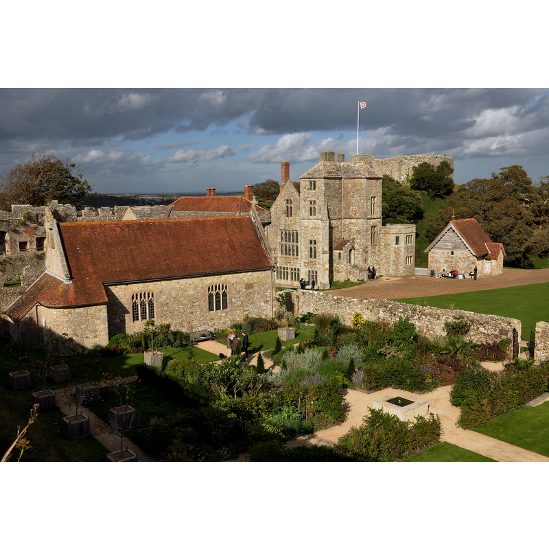 Source caption: "The chapel and garden in Carisbrooke Castle on the Isle of Wight."