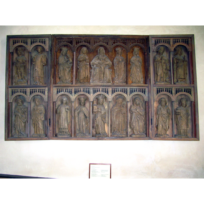 former retable (15thC) restored and now hanging on the north wall