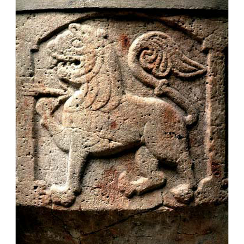 notice the arrow making its way towards the lion