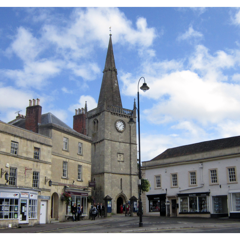 the west end of the church in the context of Market Place