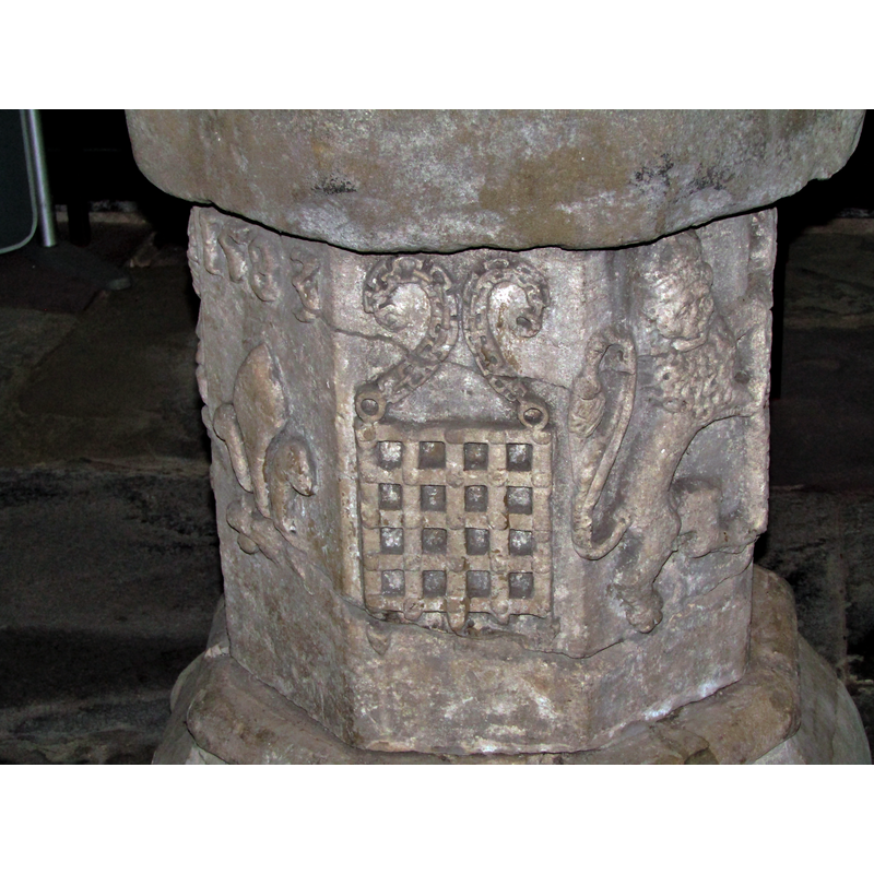 the crowned rampant lion seen here on the right panel of the 16thC pedestal base of the composite font