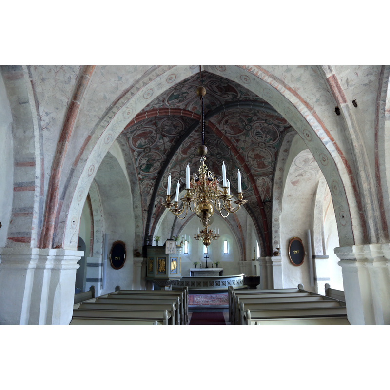 some of the 15thC mural paintings by the Risingemästaren were 'improved' in the 19thC