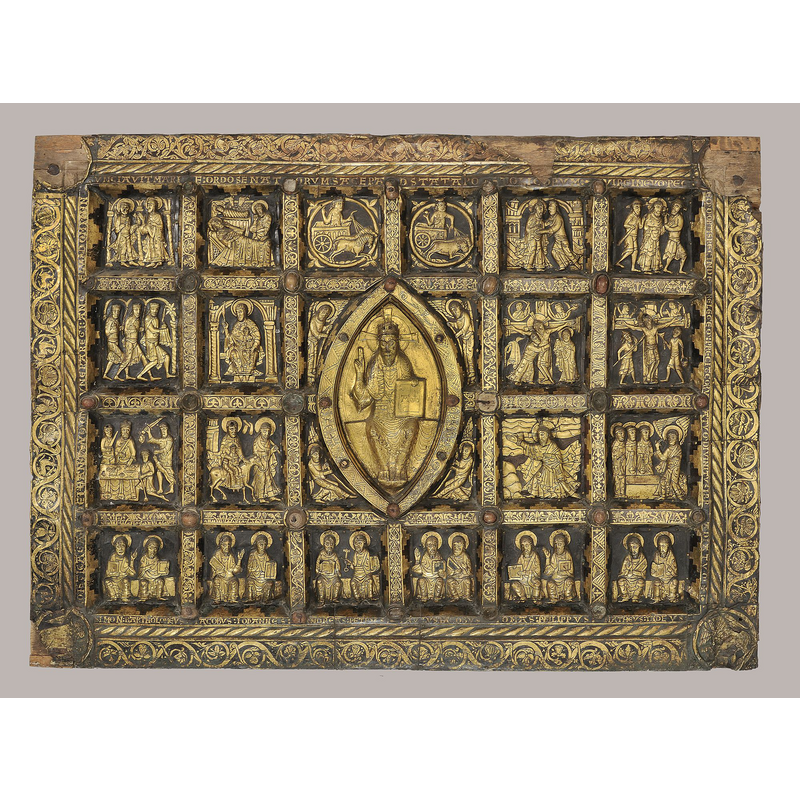 Source caption: "Early medieval altar front from Broddetorp Church, Sweden. Gilt copper. Today in the Swedish History Museum, Stockholm."
