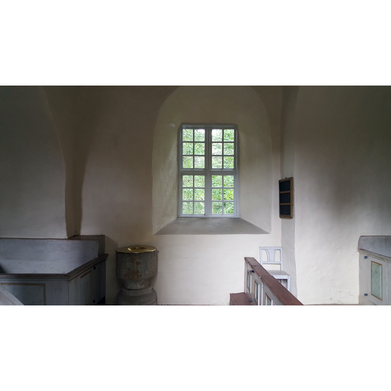 notice the thickness of the walls of the medieval church