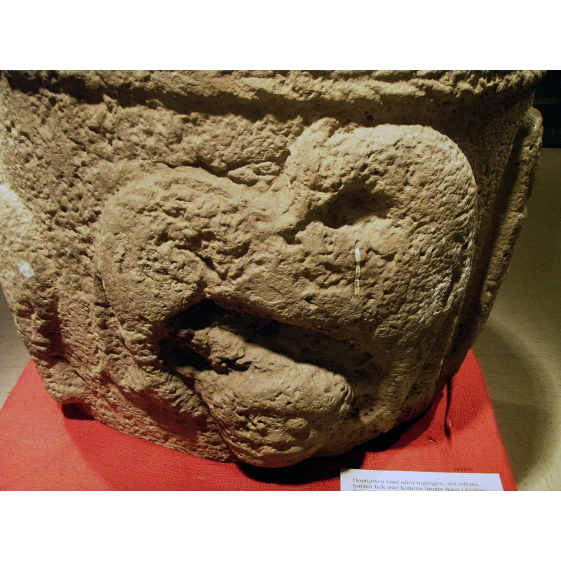the animal could be a lion and the object or shape below could be a foliated tail or prey?