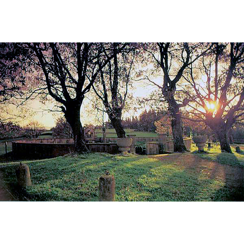 the two fonts, if that is what they were [cf. FontNotes], are visible here flanking the entrance to the cemetery; they appear to be identical