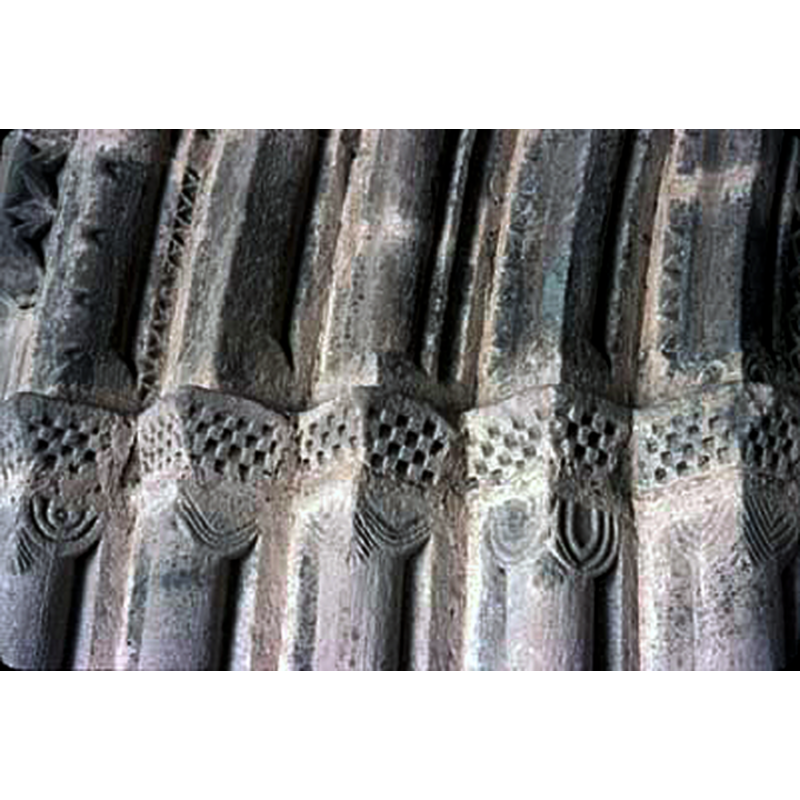 detail of the portal of the medieval church re-built in the 16thC