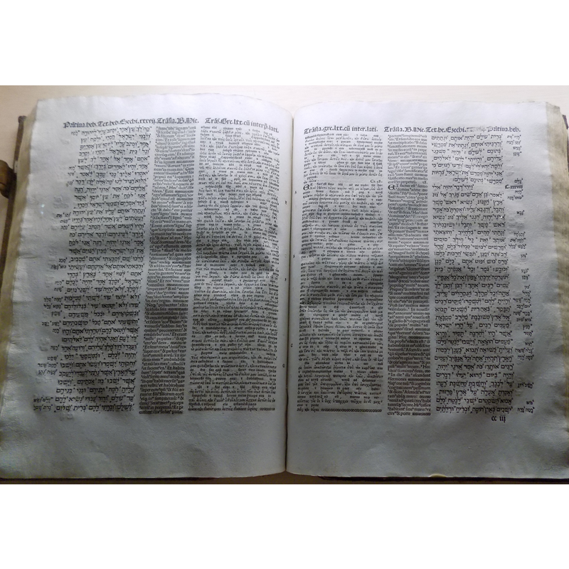 Biblia políglota complutense sponsored by Francisco Jiménez de Cisneros (1436-1517) and printed by Arnao Guillén de Brocar between 1514 and 1522 in six volumes -- of the six hundred copies known to have been printed only one hundred and twenty three are now accounted for