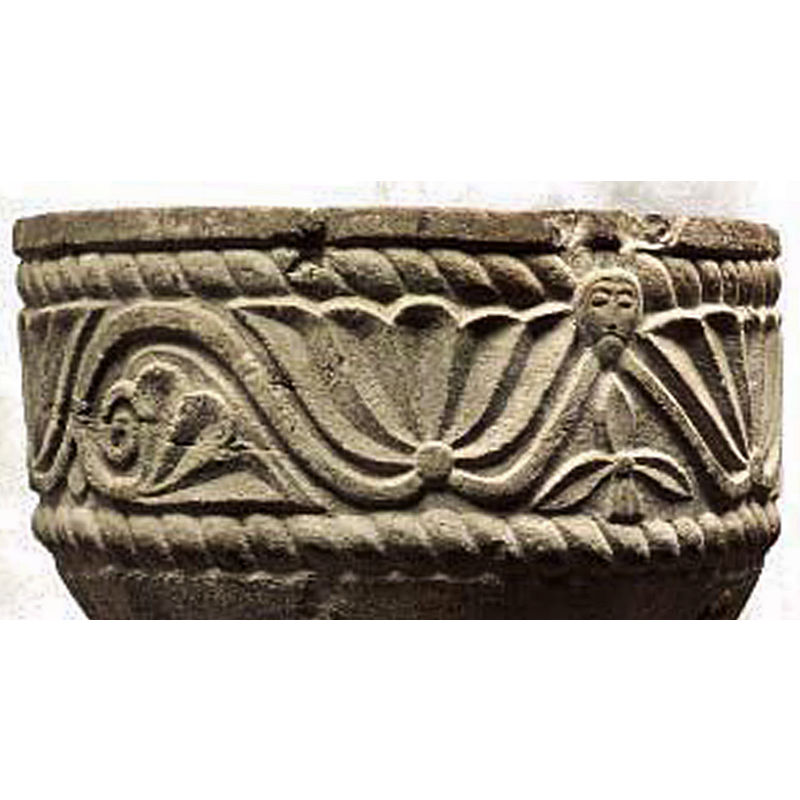 notice the damage to the upper sude; it is likely related to an anchoring spot for an old font cover