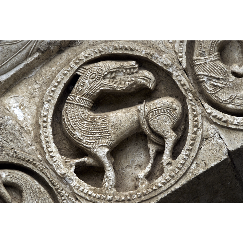 one of the Zodiac signs carved on an archivolt of the south portal