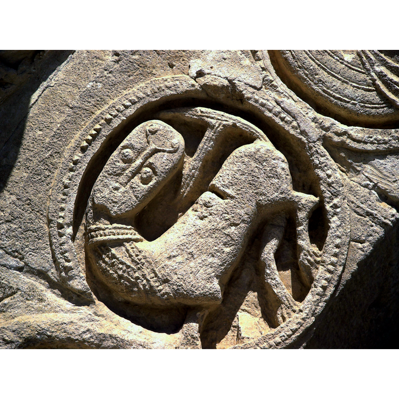 one of the Zodiac signs carved on an archivolt of the south portal