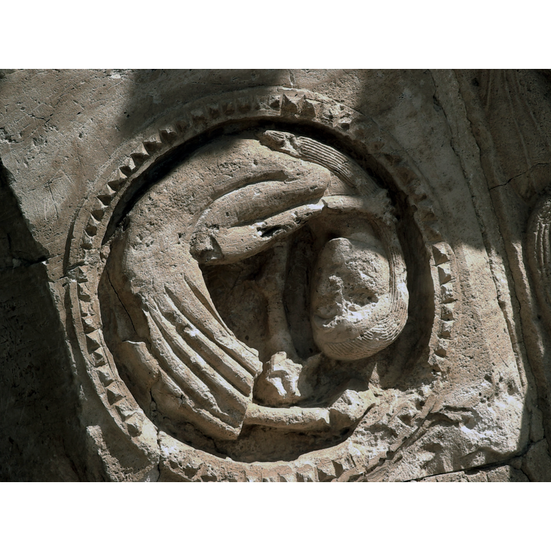 one of the Zodiac signs carved on an archivolt of the south portal