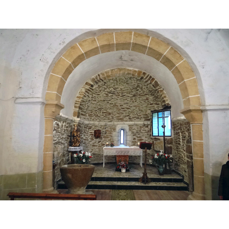 notice the font located by the left [north] pillar of the chancel arch