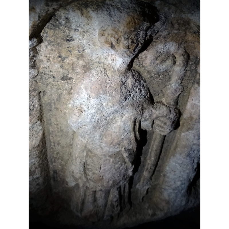 the much damaged figure of a bishop