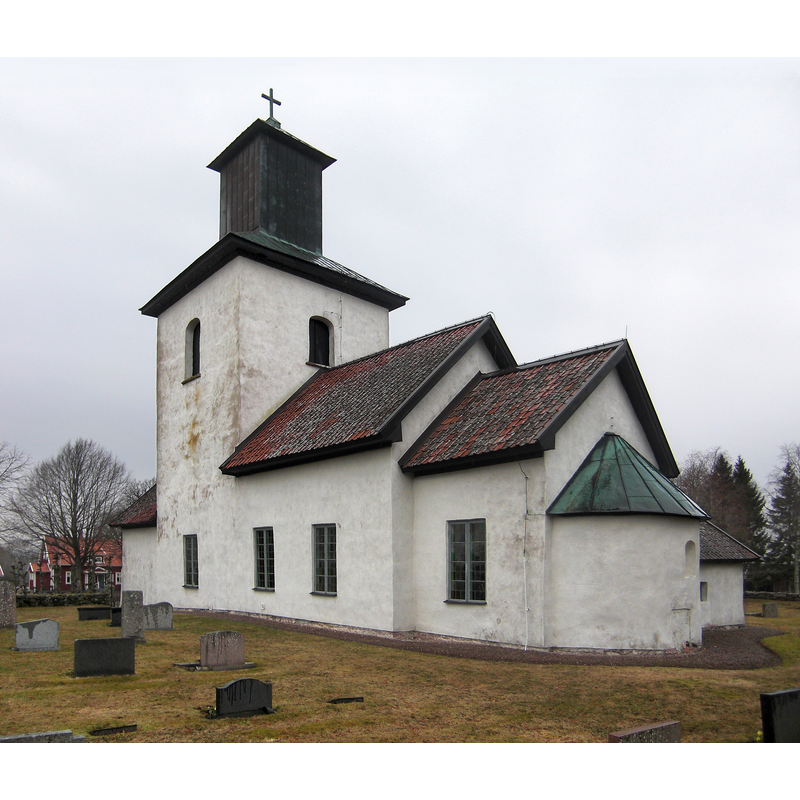 Source caption: "Mularps kyrka i Mularps socken, Falköpings kommun, Vartofta härad, f.d. Skaraborgs län, Skara stift, Västergötland, Västra Götalands län, Sverige."