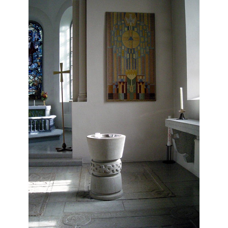 the modern font in use in the new church