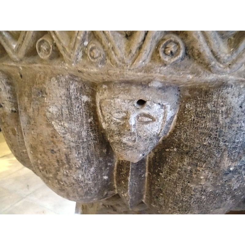 the drilled hole in its forehead may have been used for anchoring an old cover