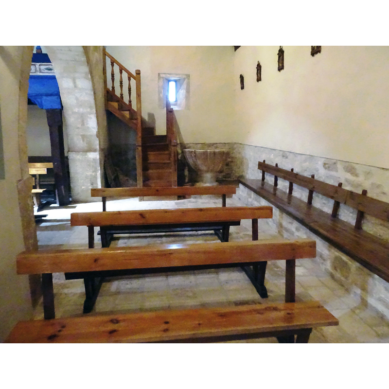 with the medieval font in the northwest corner of the nave, by the stairs leading to the gallery