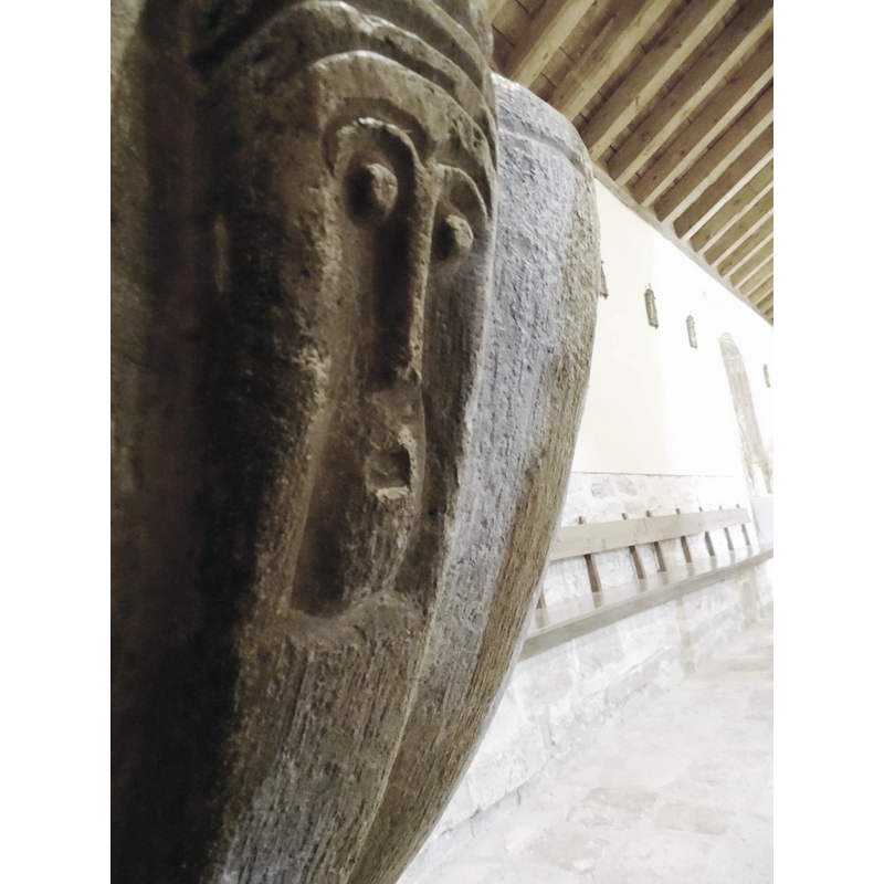 carved on  one of the squarish ribs