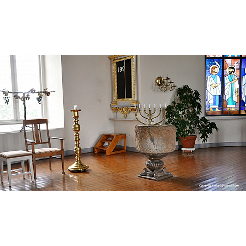 the restored font in the northeast corner of the mid-19thC church