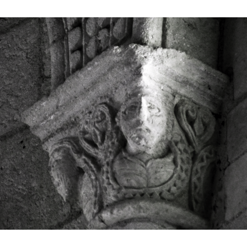 Source caption: "Talmont-sur-Gironde ( Charente-Maritime ). Kirche St.Radegund ( 12.Jhdt. ) - Apsis: Romanisches Kapitell."