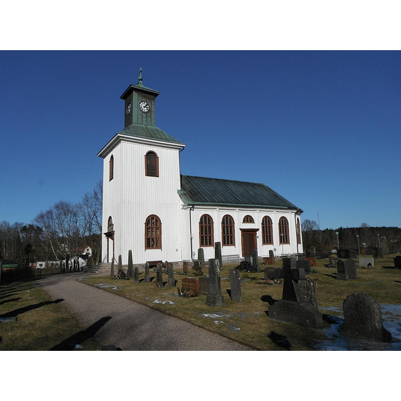 the 1838 church that replaced the medieval building; the old site is about 2 km south of this