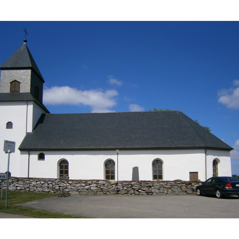 view of the church; it had been much altered and expanded in 1900 -- Source caption: "Fors kyrka i Sjuntorp i södra Trollhättans kommun"
