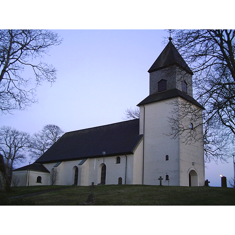 view of the church; it had been much altered and expanded in 1900 -- Source caption: "Fors Kyrka i sv:Sjuntorp, sv:Trollhättans kommun."