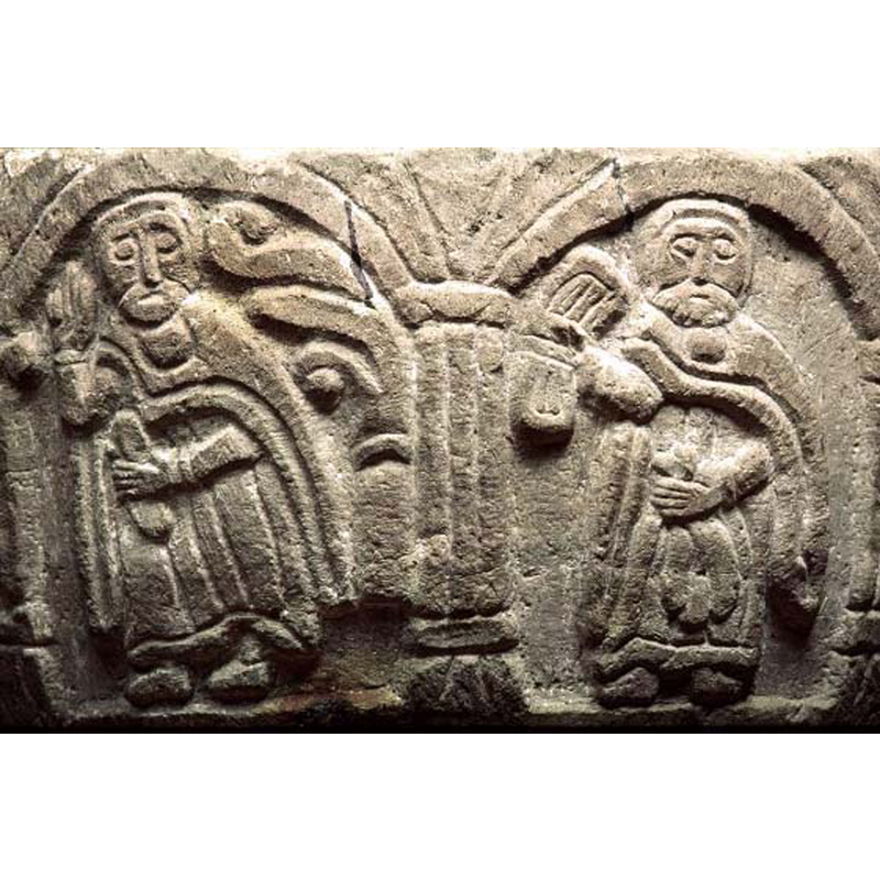 to the right of the baptism scene -- seen here in the left arch