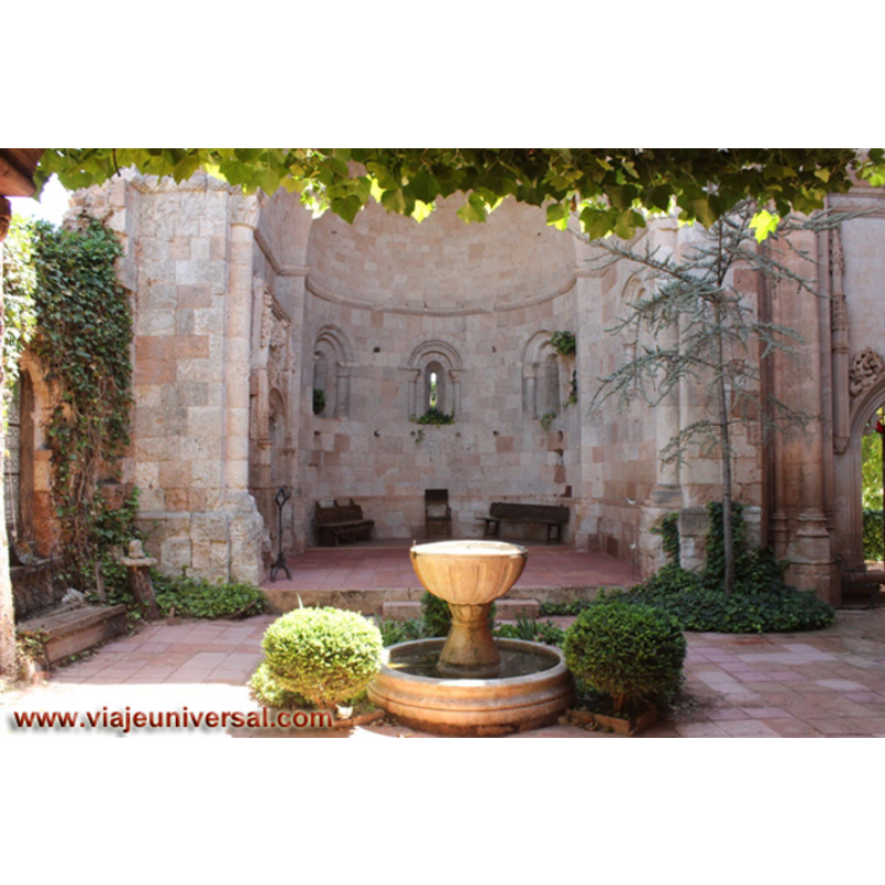 In the ruins of the former church, in what was the nave; the chancel and Romanesque apse at the back