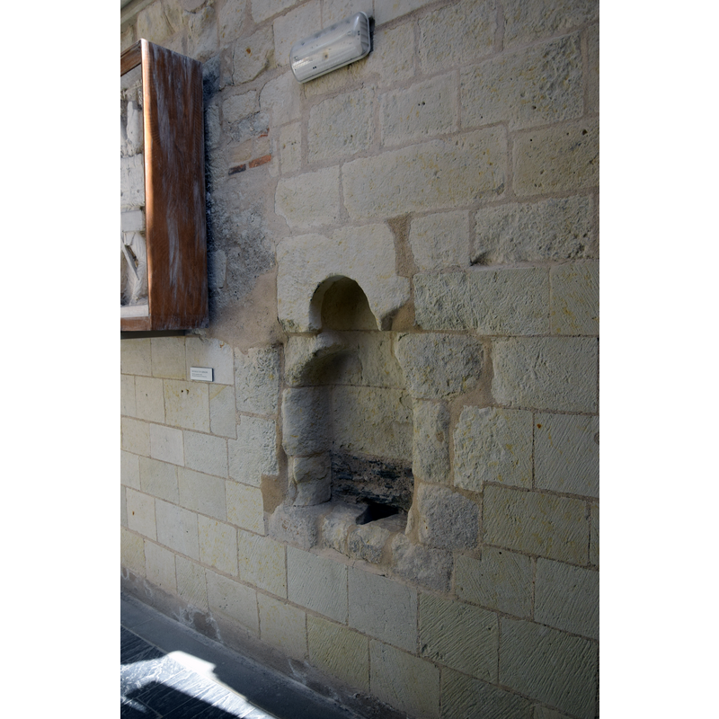 a possible lavabo or piscina from the medieval church; it has a drain