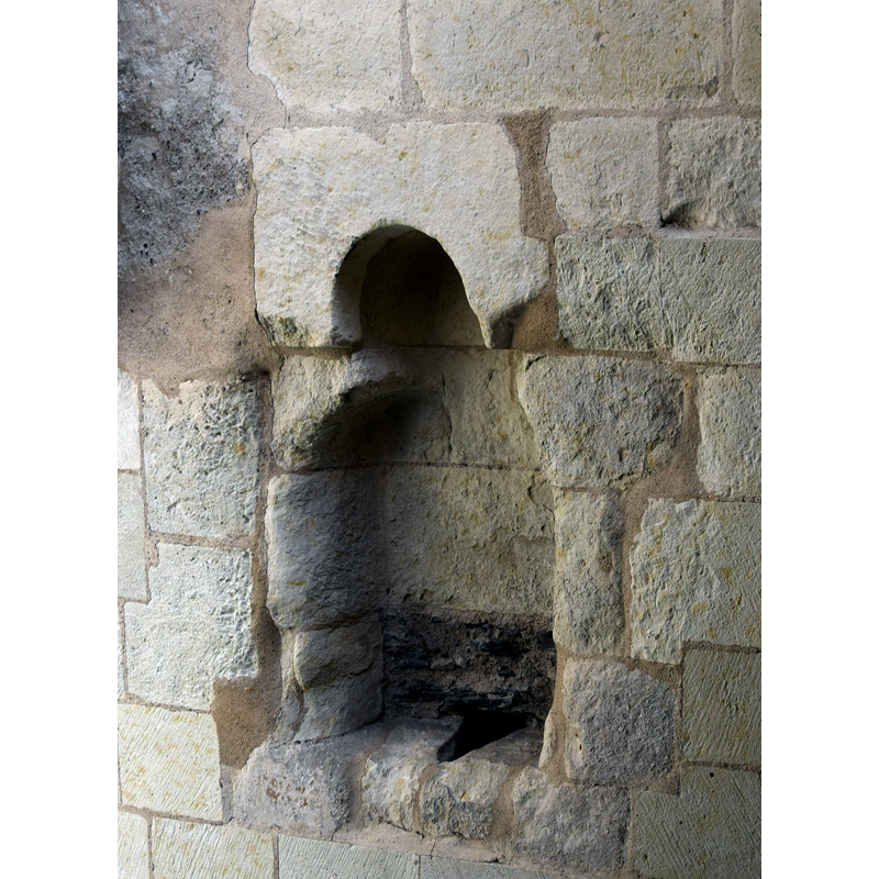 a possible lavabo or piscina from the medieval church; it has a drain
