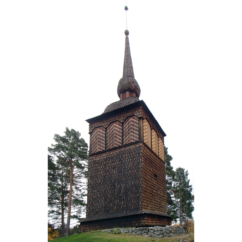 the mid-18thC detached bell tower has been retained