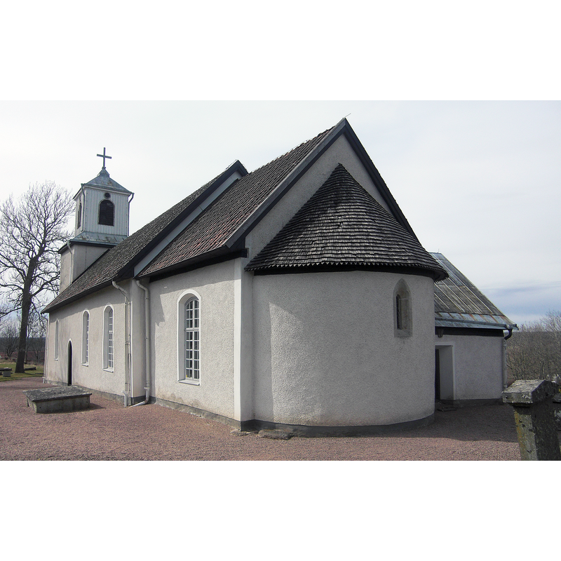 Source caption: "Vilske-Kleva kyrka är en romansk 1100-talskyrka med absid i Floby pastorat i Skara stift i Sverige. Äldre världslig indelning: Vilske-Kleva socken i Vilske härad i Västergötland. Nuvarande världslig indelning: Falköpings kommun i Västra Götaland. Exteriör."
