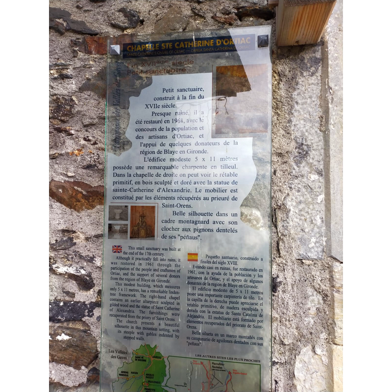 plaque outside the rural chapel