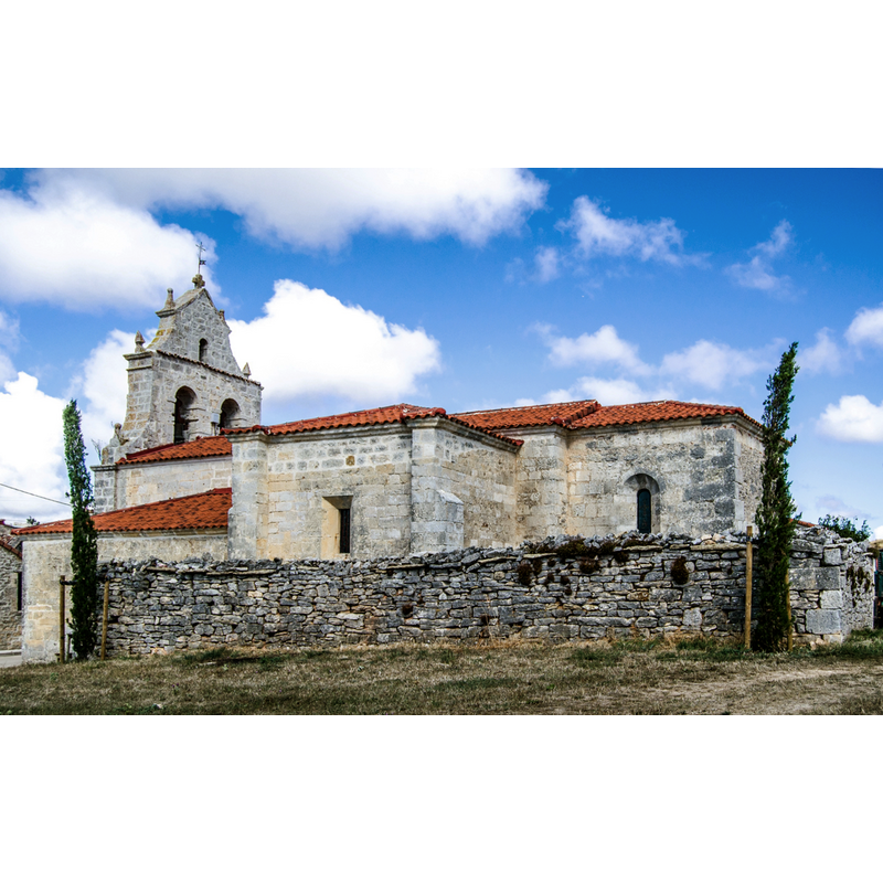 Source caption: "Acedillo. Iglesia de San Millán Abad. Fachada sur y cementerio."