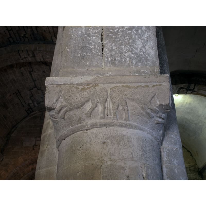 the west face of a capital in the south arcade of the nave