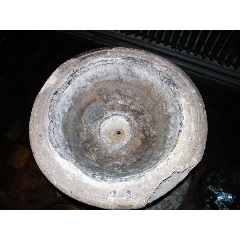 showing the old lead-lining and the centre drain