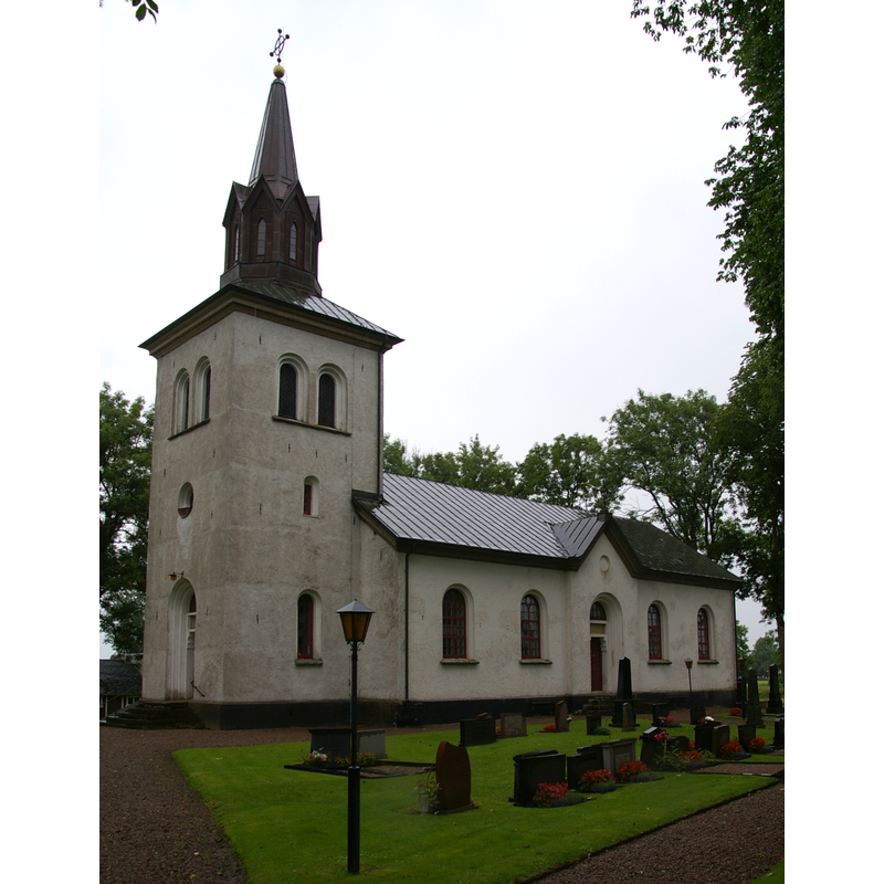 Source caption: "Brismene kyrka i Falköpings kommun (Skara stift)." -- medieval church demolished; present church of 1863