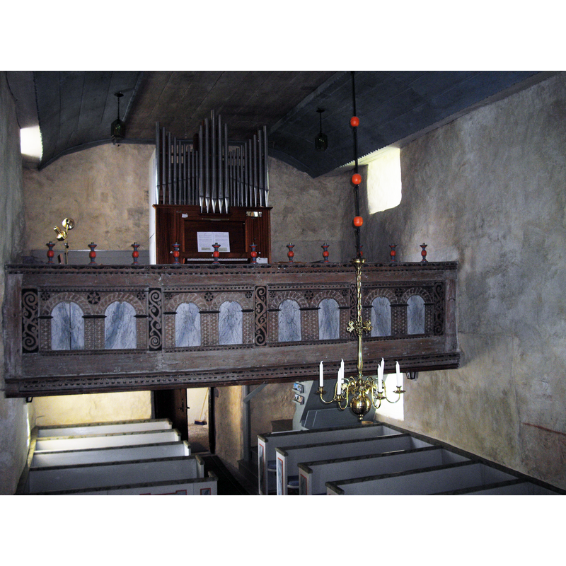 Source caption: "Läktaren i Eriksbergs gamla kyrka"