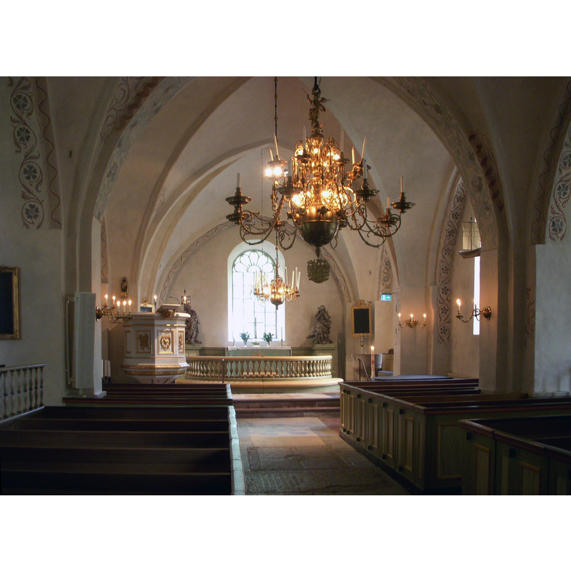 with the modern font in the chancel, south side