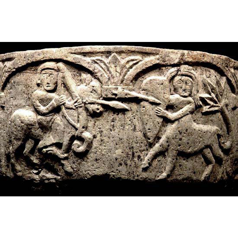 Battle scene between Rider and Centaur.