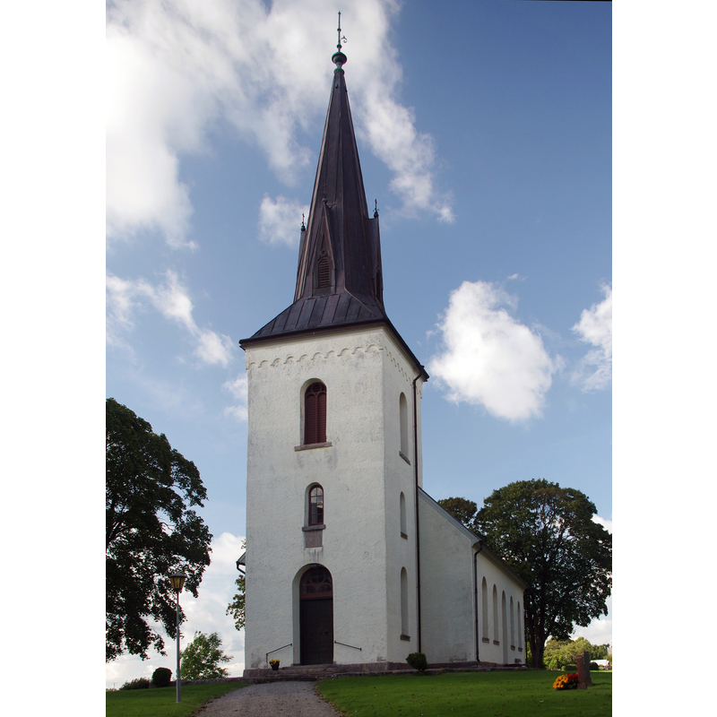 Source caption: "Humla kyrka i Ulricehamns kommun Västergötland och Västra Götalands län i Sverige." -- the modern church that replaced the medieval one demolished in 1889