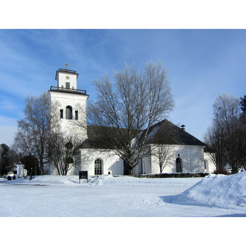 Source caption: "Kaarlelan keskiaikainen kivikirkko Kokkolassa rakennettiin 1500-luvun alussa / Karleby kyrka är en medeltida stenkyrka"