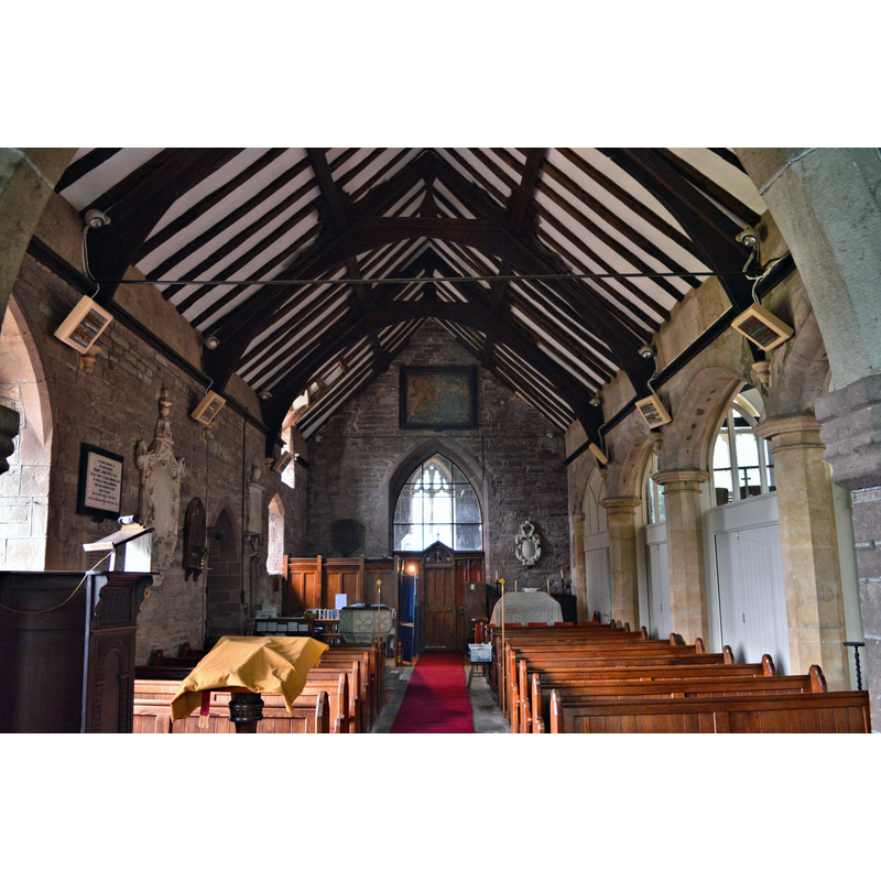 Source caption: "St Deinst, Llangarron [...] The nave. The aisle to the right has been well converted to community use."