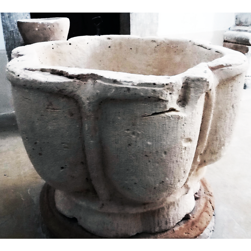 showing some of the damage to the font
