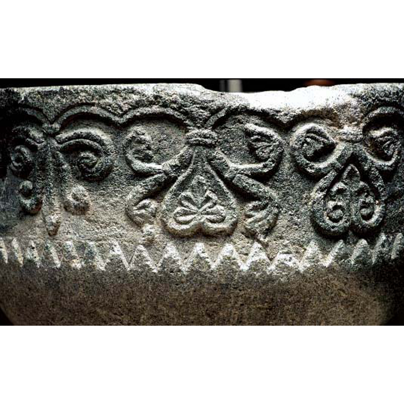 the medieval font originally from Skepplanda kyrka, moved to Lödöse St Peder in 1731